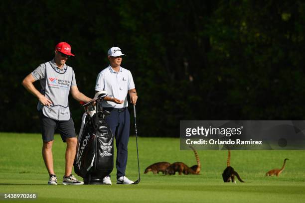 Max McGreevy of United States prepares to play a shot on the 13th hole during the second round of the World Wide Technology Championship at Club de...