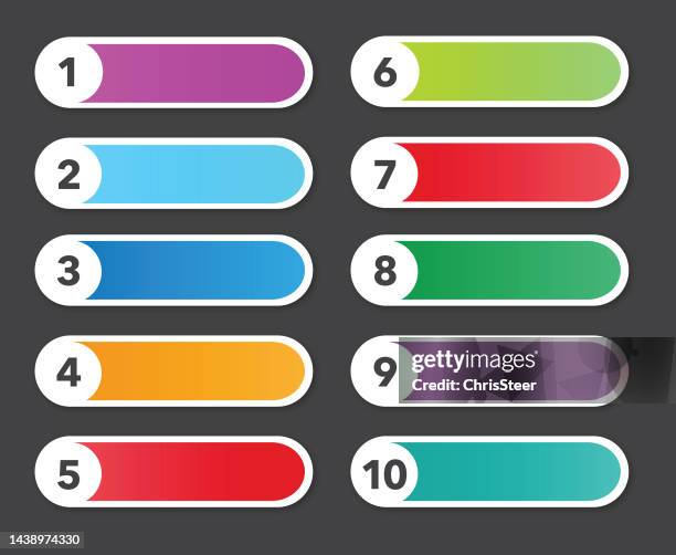 number buttons - 10 steps stock illustrations