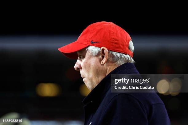 University of Arizona president Robert C. Robbins watches the action between the Arizona Wildcats and the USC Trojans at Arizona Stadium on October...