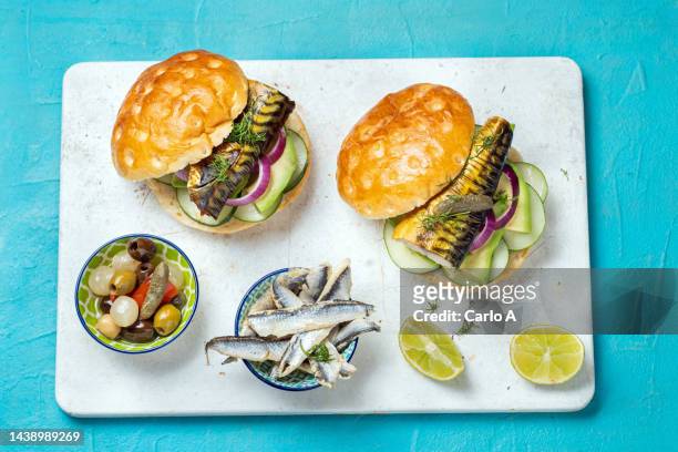 smoked herring sandwiches - dill bildbanksfoton och bilder