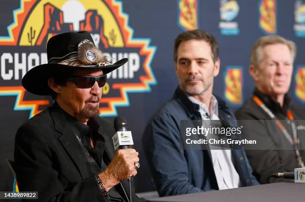 Team owner, and NASCAR Hall of Famer Richard Petty speaks to the media announcing former NASCAR driver, Jimmie Johnson has invested in an ownership...
