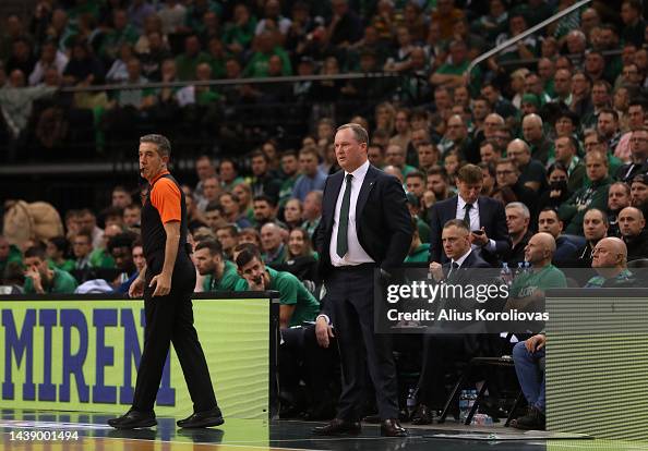 Coach Zalgiris Kazys Maksvytis, Head Coach of Zalgiris Kaunas in action during the ...