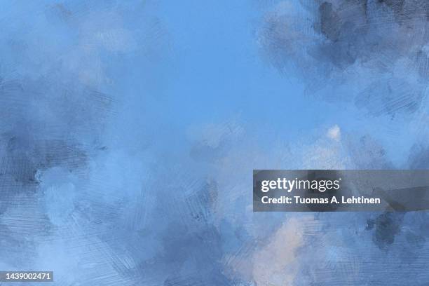 abstract light blue and grayish oil painting background with brush strokes imitating clouds in the sky. - painterly effect stock pictures, royalty-free photos & images