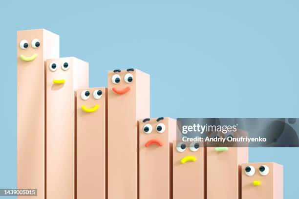 cartoon falling chart - decline stockfoto's en -beelden