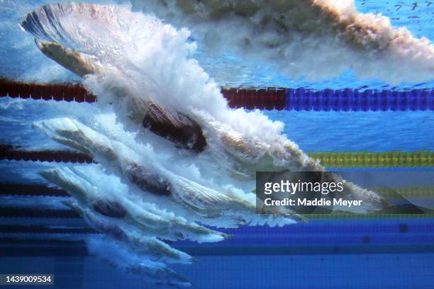 Ian Yentou Ho of Hong Kong, and Drew Kibler of the United States competes in the Men's 100m Freestyle heats on Day 2 of the Fina Swimming World Cup...