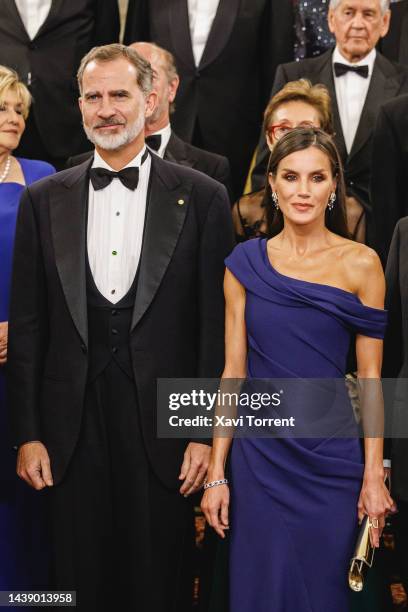 King Felipe VI of Spain and Queen Letizia of Spain attend the 175th Anniversary of Liceu at Gran Teatre Del Liceu on November 04, 2022 in Barcelona,...