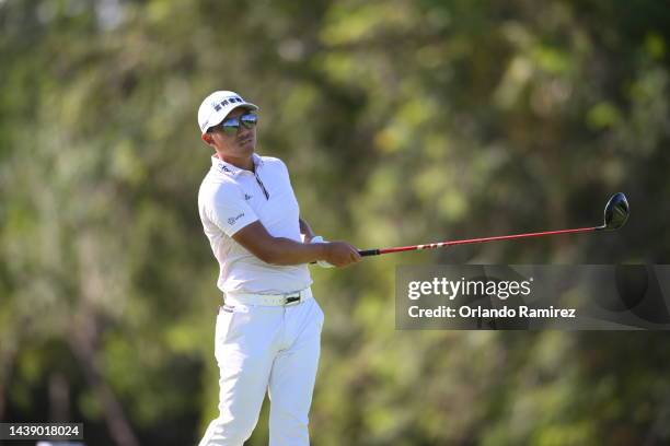 Pan of Chinese Taipei rplays a shot on the second hole during the second round of the World Wide Technology Championship at Club de Golf El Camaleon...