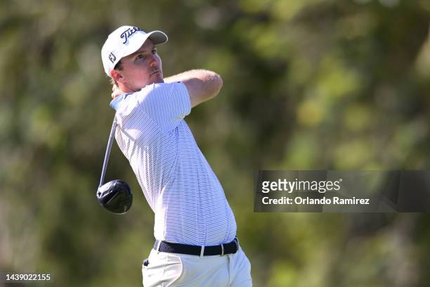 Russell Henley of United States plays a shot on the 2th hole during the second round of the World Wide Technology Championship at Club de Golf El...