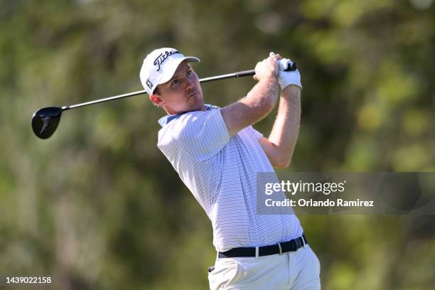 Russell Henley of United States plays a shot on the 2th hole during the second round of the World Wide Technology Championship at Club de Golf El...