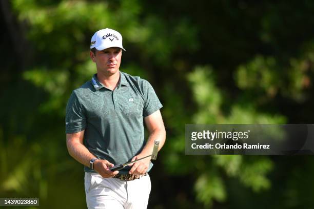 Will Gordon of United States plays a shot on the first hole during the second round of the World Wide Technology Championship at Club de Golf El...
