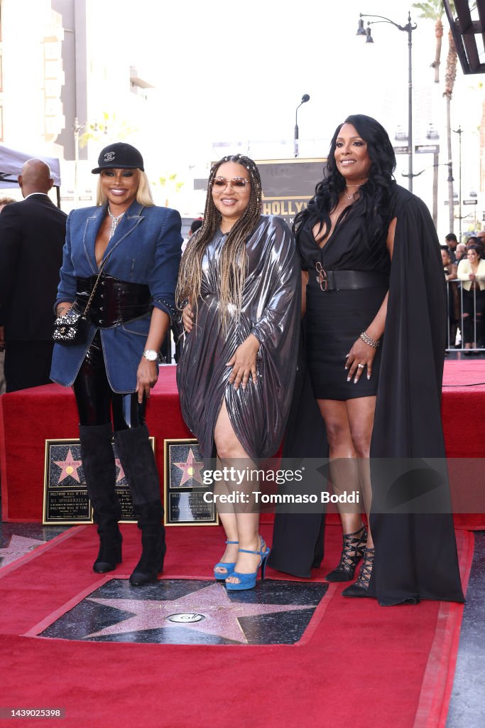 Sandra Denton, Cheryl Wray and DJ Spinderella of Salt-N-Pepa pose for