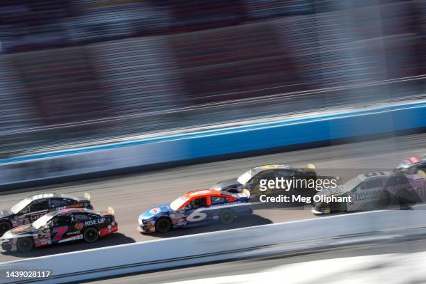 Jake Drew, driver of the Sunrise Racing-Molecule-Group A Ford, drives during the ARCA Menards Series West Desert Diamond Casino West Valley 100 at...