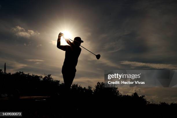Patrick Rodgers of United States plays a shot on the 16th hole during the second round of the World Wide Technology Championship at Club de Golf El...