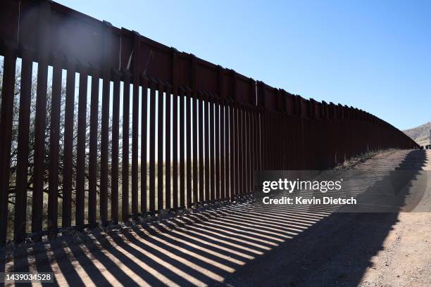 Section of the southern border wall is seen as Arizona Republican Gubernatorial candidate Kari Lake tours the U.S.-Mexico border on November 04, 2022...