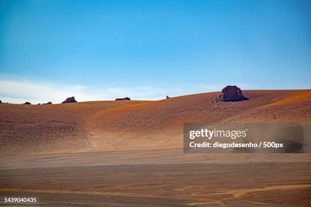 scenic view of desert against clear blue sky,deserto de atacama,antofagasta,chile - antofagasta fotografías e imágenes de stock