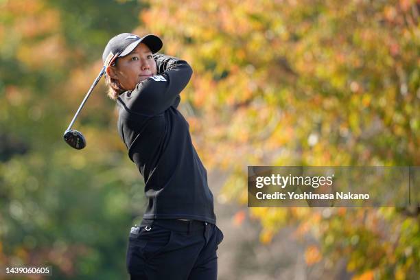 Mao Nozawa of Japan hits her tee shot on the 3rd hole during the third round of the TOTO Japan Classic at Seta Golf Course North Course on November...