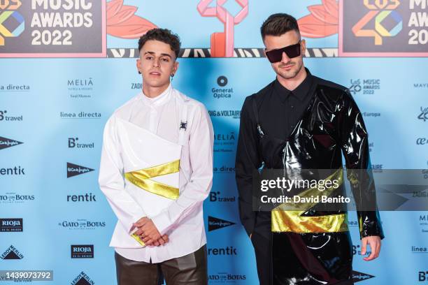 Adexe and Nau attend the red carpet for the LOS40 Music Awards 2022 on November 04, 2022 in Madrid, Spain.