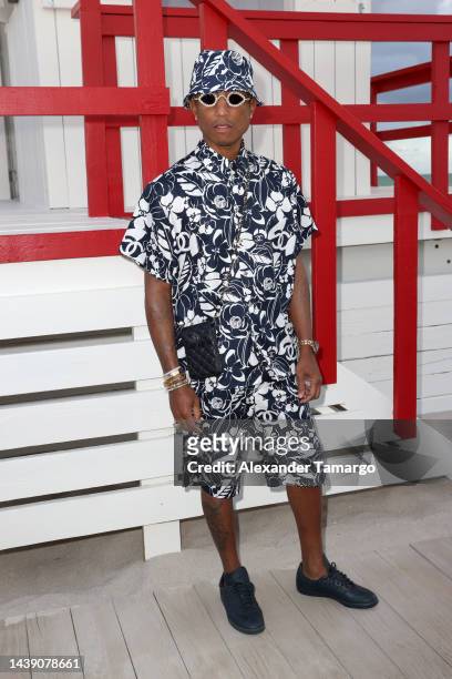 Pharrell Williams attends CHANEL Cruise 2022/23 Collection in Miami at Faena Beach on November 04, 2022 in Miami Beach, Florida.