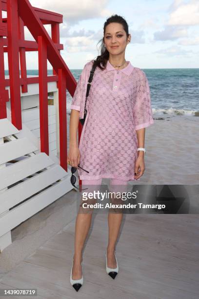Marion Cotillard attends CHANEL Cruise 2022/23 Collection in Miami at Faena Beach on November 04, 2022 in Miami Beach, Florida.