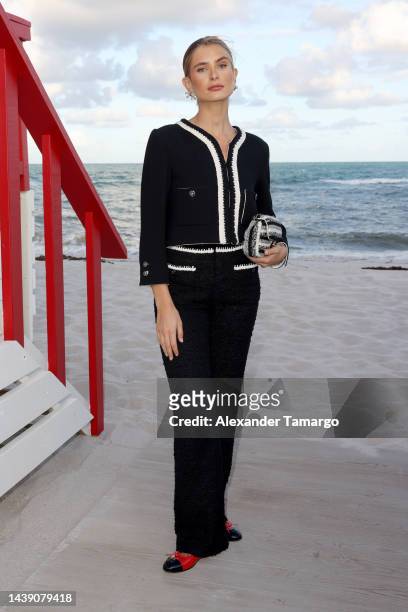 Xenia Adonts attends CHANEL Cruise 2022/23 Collection in Miami at Faena Beach on November 04, 2022 in Miami Beach, Florida.