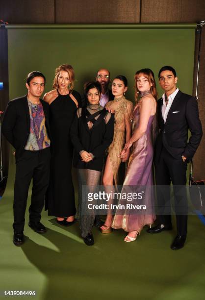 Aramis Knight, Alysia Reiner, Iman Vellani, Mohan Kapur, Yasmeen Fletcher, Laurel Marsden, and Rish Shah pose in the IMDb exclusive portrait studio...