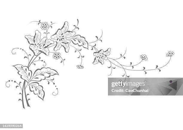 floral pattern of china style - flower corner stock illustrations