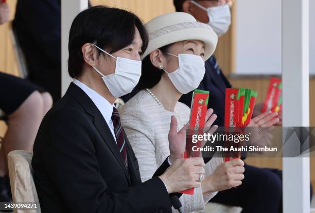 Crown Prince Fumihito, Crown Prince Akishino and Crown Princess Kiko of Akishino attend the National Para Sports Festival opening ceremony at kanseki...