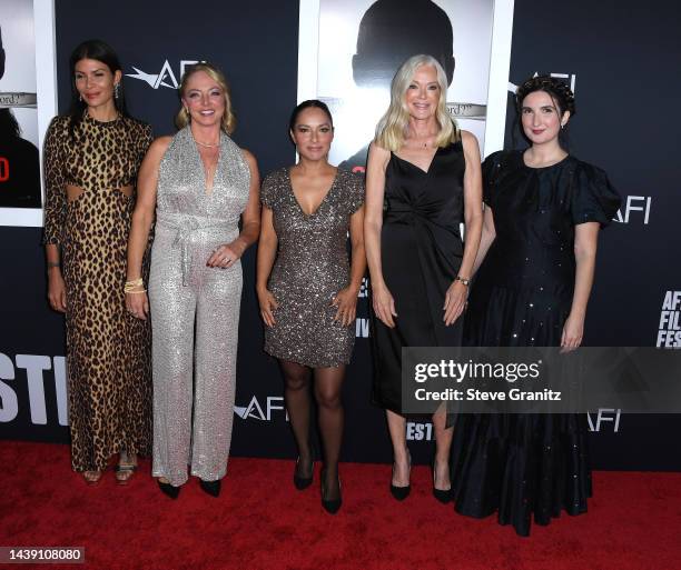Dawn Dunning, Guest, Larissa Gomes, Caitlin Dulany and Sarah Ann Masse arrives at the 2022 AFI Fest - "She Said" Special Screening at TCL Chinese...