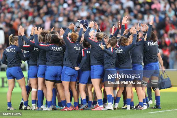 France group togeather during Rugby World Cup 2021 Semifinal match between New Zealand and France at Eden Park on November 05 in Auckland, New...