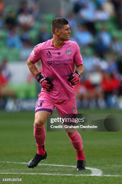 Liam Reddy of the Glory in action during the round five A-League Men's match between Melbourne City and Perth Glory at AAMI Park on November 05 in...