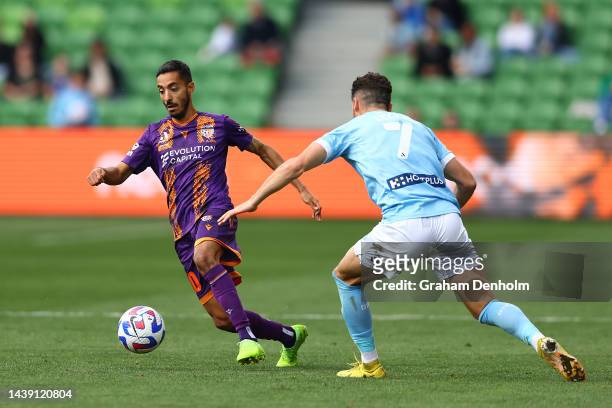 Salim Khelifi of the Glory in action during the round five A-League Men's match between Melbourne City and Perth Glory at AAMI Park on November 05 in...