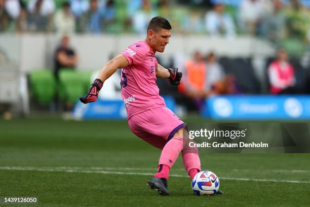 Liam Reddy of the Glory in action during the round five A-League Men's match between Melbourne City and Perth Glory at AAMI Park on November 05 in...