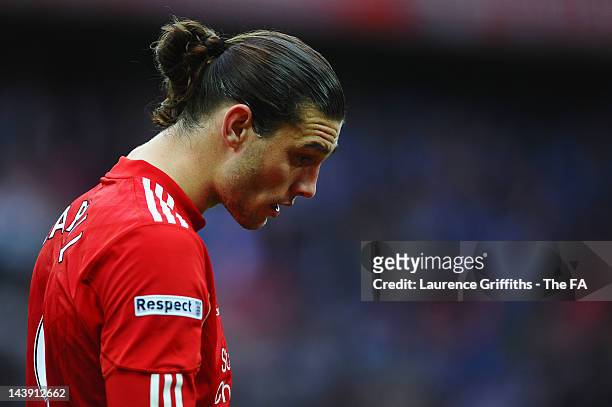 Dejected Andy Carroll of Liverpool after defeat in the FA Cup Final with Budweiser between Liverpool and Chelsea at Wembley Stadium on May 5, 2012 in...