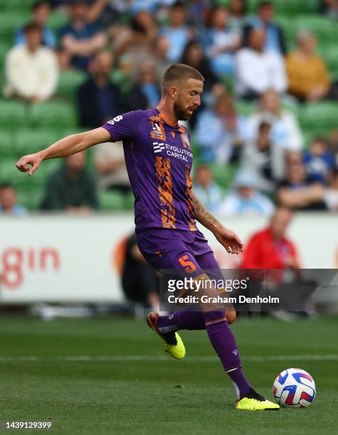 Mark Beevers of the Glory in action during the round five A-League Men's match between Melbourne City and Perth Glory at AAMI Park on November 05 in...