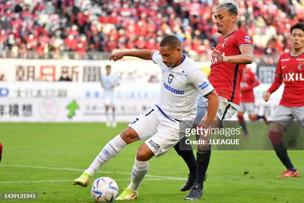 Of Gamba Osaka in action during the J.LEAGUE Meiji Yasuda J1 34th Sec. Match between Kashima Antlers and Gamba Osaka at Kashima Soccer Stadium on...