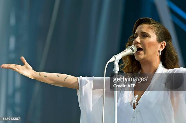 Brazilian singer Maria Rita performs on stage during the Viva Elis project at Parque da Juventude, in Sao Paulo, Brazil on May 05, 2012. Maria Rita,...