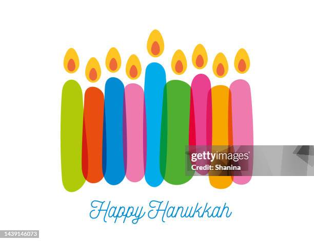 colorful hanukkah candles greeting - opal card stock illustrations