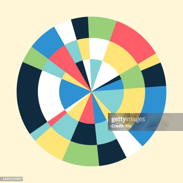 abstract circle target design - overlapping pie charts stock illustrations