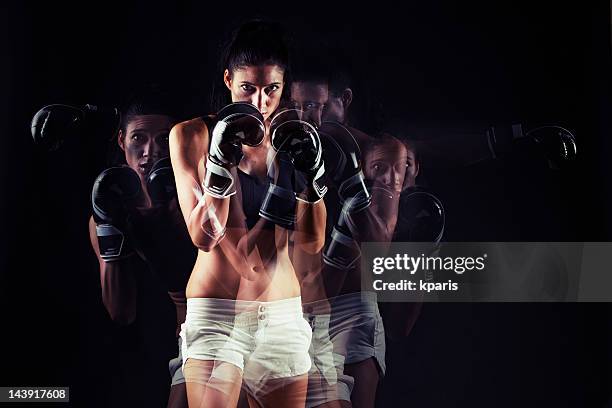 boxer in action - multiple exposure sport stock pictures, royalty-free photos & images