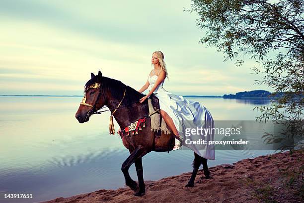 princess riding a horse - evening gown stock pictures, royalty-free photos & images