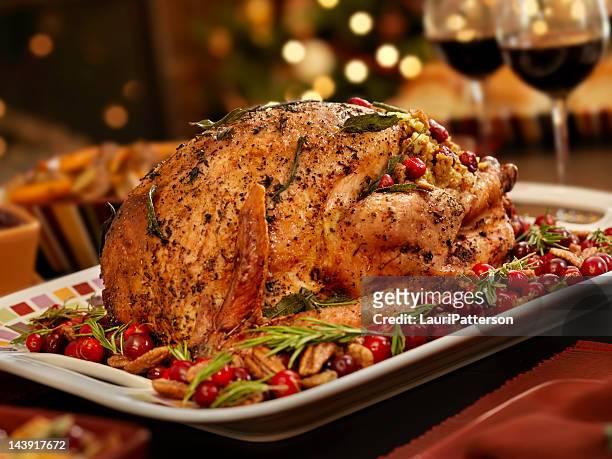 christmas turkey dinner - square plate stock pictures, royalty-free photos & images