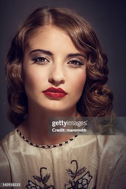 retro woman portrait - women in the 1920's stock pictures, royalty-free photos & images