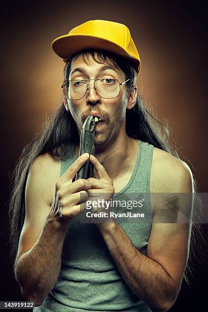 goofy redneck dental work - ugly people stock pictures, royalty-free photos & images