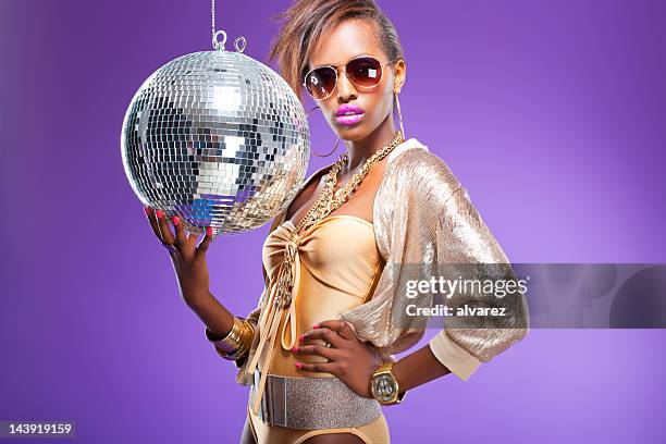 fashion model with disco ball - all hip hop models stock pictures, royalty-free photos & images