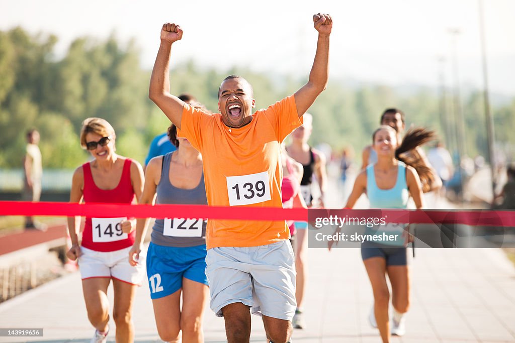 Group of runners in a cross country race