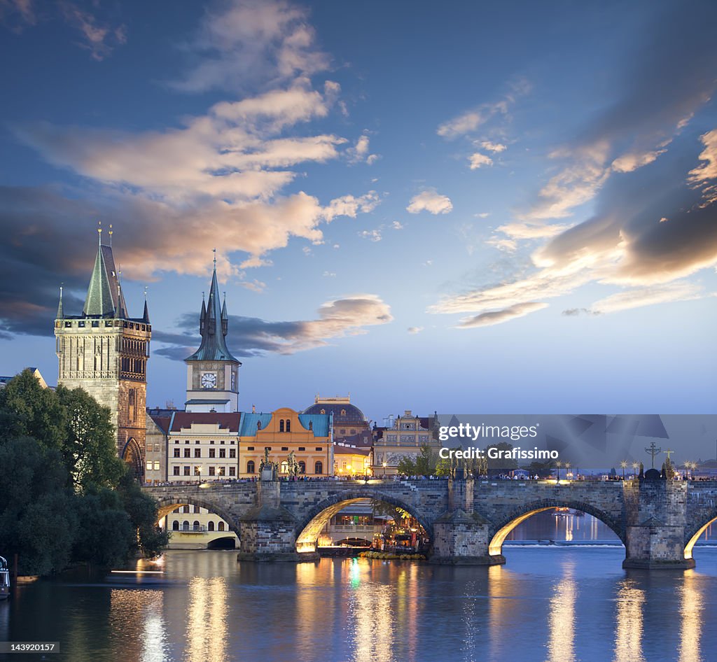 Czech republic prague charles bridge at dawn
