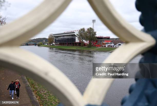 General view outside the stadium prior to the Premier League match between Nottingham Forest and Brentford FC at City Ground on November 05, 2022 in...