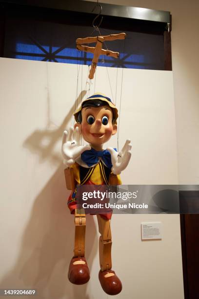 Artist Model, first edition Bob Baker life size Pinocchio marionette, made for Walt Disney Studio and signed by artist on display at "A Real Boy: The...