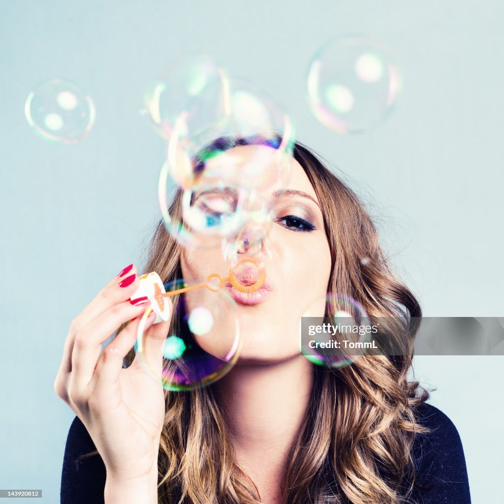 Woman Blow Bubbles