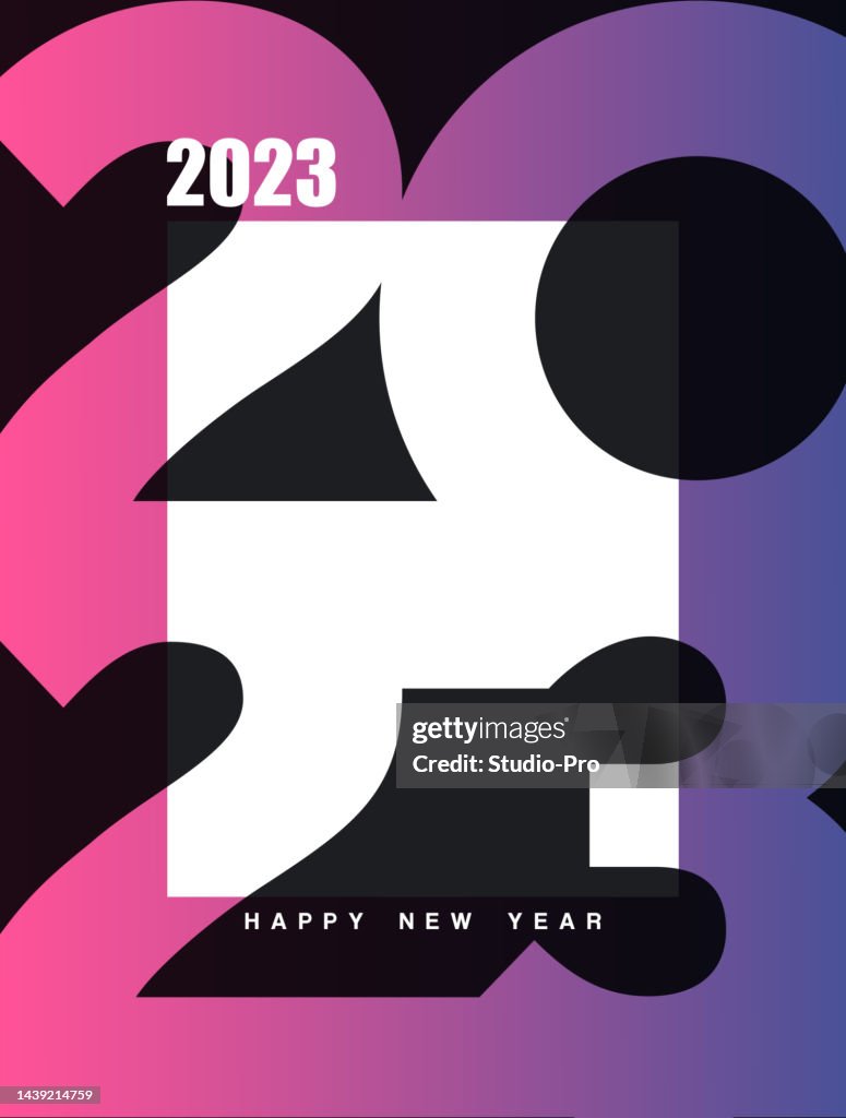Happy New Year 2023 vintage gradient design for your Christmas